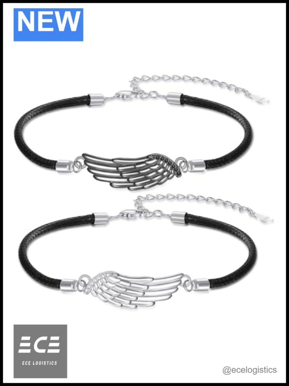 Sterling Silver Angel Wing Bracelet Adjustable Chain Guardian Jewelry Gift
